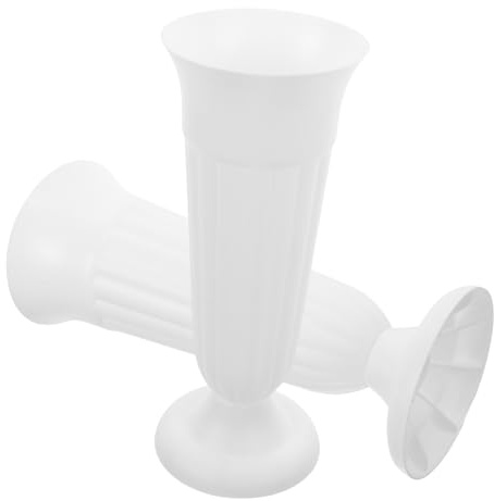 Vaso per Cimitero 2 Pezzi in Plastica Bianca, Vaso Fiori Funzionale | Resistente Agli Agenti Atmosferici, per Tombe e Decorazioni Domestiche, Non Si Rompe Facilmente, Colore Bianco
