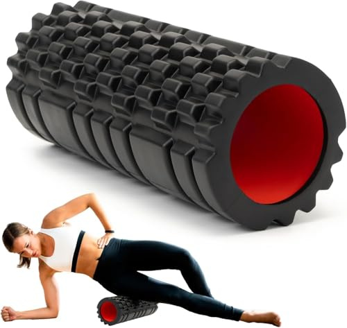 Grillix Foam Roller Professionale, Rullo Schiena Posturale, Rullo Massaggio Muscolare Trigger Point, per Palestra, Yoga, Fitness e Pilates, Uomo e Donna, 30x8 cm (Nero)