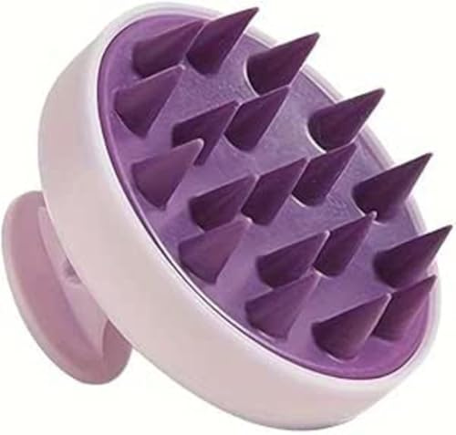 Spazzola Massaggiante per Cuoio Capelluto in Silicone,Delicato per la Cura dei Capelli, Spazzola per Shampoo in silicone morbido per la crescita dei capelli Rilassamento e pulizia della testa - Viola
