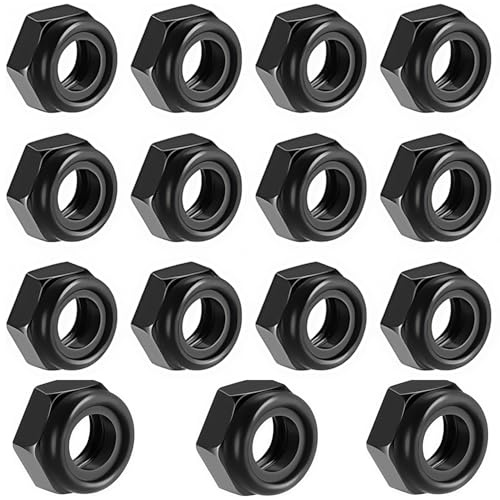 Paquete de 15 tuercas M6, tuercas hexagonales de acero inoxidable negro, tuercas autobloqueantes, tuercas A2 V2A, tuercas hexagonales con rosca métrica estándar