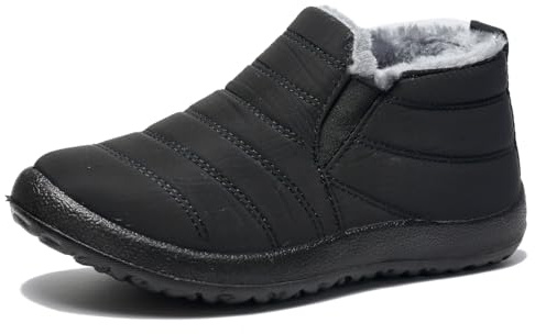 AWZFPC Men's Winter Snow Boots Fur Lined Warm Lining Shoes Fashionable Outdoor Winter Boots Anti-slip Winter Cold Weather Hiking Shoes All_Black Size 10