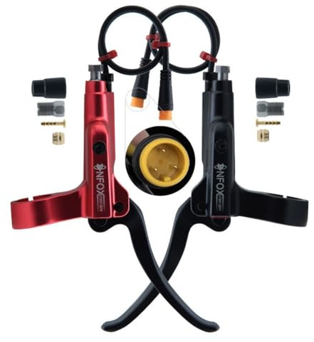 Palanca de freno hidráulico de aleación de aluminio con cable de alimentación impermeable de 3 pines para sistemas de freno de bicicleta eléctrica con compatibilidad con aceite mineral (negro derecho)