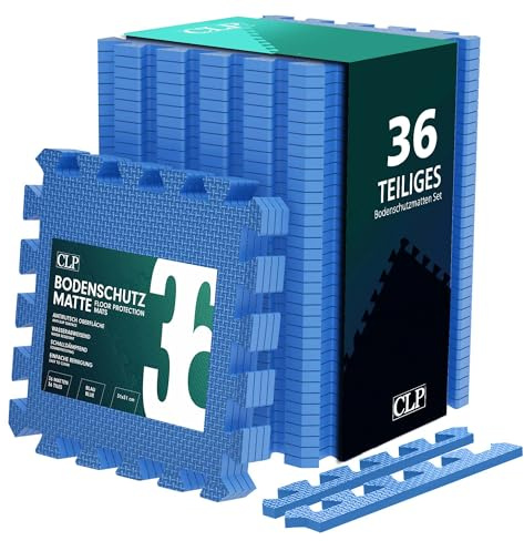 CLP Bodenschutzmatte Fitness 30x30 cm groß extra dick Set Puzzlematte, rutschfeste Schutzmatten für Pool, Fitnessraum und Boden