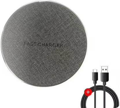 Cargador inalámbrico de diseño ultrafino de 100 W, estación de carga de inducción inalámbrica, cable Type-C/USB de 1 metro, negro, blanco o gris plateado (gris plateado + cable de 1 m + adaptador USB