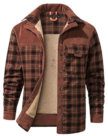Veste d'hiver pour homme à carreaux, chemise doublée, avec doublure intérieure, chemise bûcheron, veste en polaire thermique avec plusieurs poches, en coton, chaude, chemise bûcheron doublée, veste