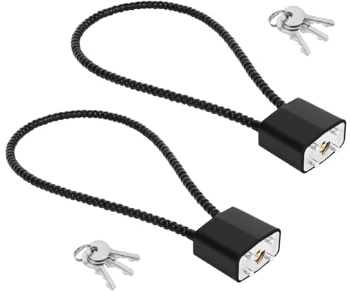 2 Pcs Steel Rope Padlocks with Keys Outdoor, Heavy Duty Long Shackle Padlocks, Flexible Cable Lock for Outdoor, Indoor, Gym Lockers, Gym Padlock