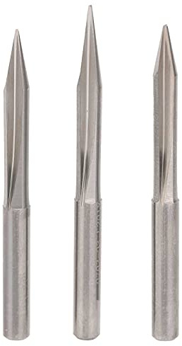 Cortador para esculpir punta en forma de V de 3 piezas, fresa de doble hoja, broca de grabado de flauta recta para grabado de Metal