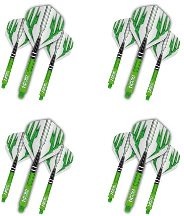 Röd drake dart-flyg och stjälkar kombo grön – 4 uppsättningar standardflygningar och 4 uppsättningar medelstora nitrotech stjälkar per paket