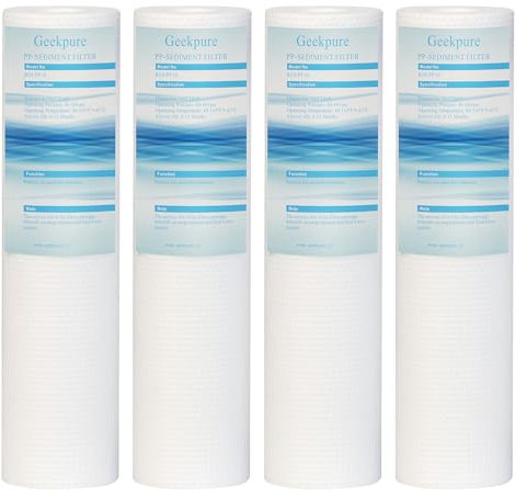 Geekpure Cartucho de filtro de agua para sedimentos (polipropileno, 2,5 x 10 pulgadas, 5 micrón, 4 unidades)