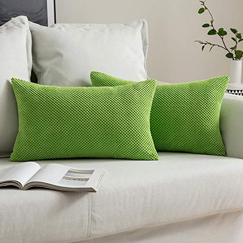 MIULEE Kissenbezug 30x50 Kissenhülle Apfelgrün Sofakissen Dekokissen | Dekorative Kissenbezüge Deko Bezug Weich Zierkissen Kissen Körnig für Wohnzimmer Schlafzimmer 2er Set