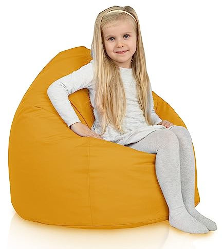 Italpouf Kindersitzsack L, Sitzkissen, Indoor & Outdoor, Sitzsack Sessel für Kinder, EPS Perlen Füllung, Abnehmbarer Bezug, Wasserdicht, Zertifiziert, Gelb