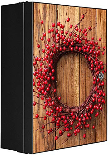 banjado Medizinschrank abschliessbar mit Motiv Weihnachtskranz 35x46x15cm - großer Arzneischrank für die Hausapotheke - Medikamentenschrank aus Metall zur Medikamenten Aufbewahrung