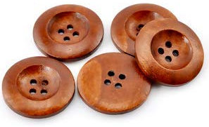 15 Stück edle Holzknöpfe 25mm rund 4 Löcher Knopf braun lasiert Knopf 4-Loch-Knöpfe Mantelknöpfe Jackenknöpfe Knöpfe zum Basteln Nähen Annähen Aufnähen