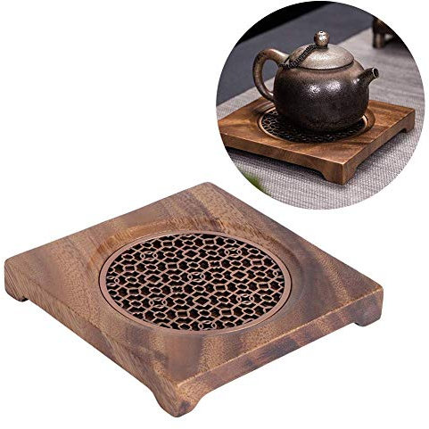 Cikonielf Walnut Wood Square Teapot Mat, Heat Insulation Coaster Tea Accessory for Household Kitchen Table, Heat Resistant Hot Pad, 5.5x5.5x0.8in