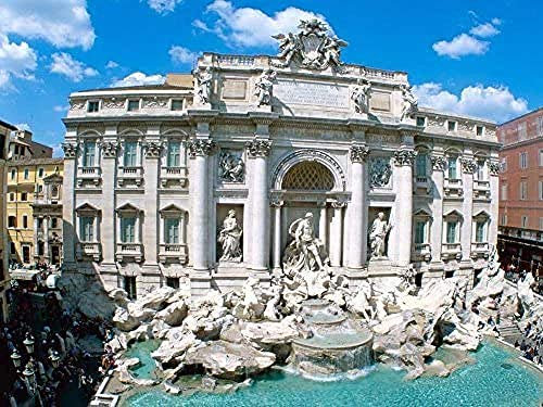 XiuTaiLtd 1000 Piezas De Rompecabezas De Madera Fuente De Trevi Roma-Italia Gran Juego De Rompecabezas para Adultos Y Adolescentes, 75X50Cm, Amigos