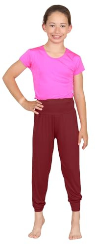 Janisramone Flickor Barn Plaine Hareem Baggy Alibaba Leggings Byxor Stretchy Harem Byxor, Vin, 11-12 �r