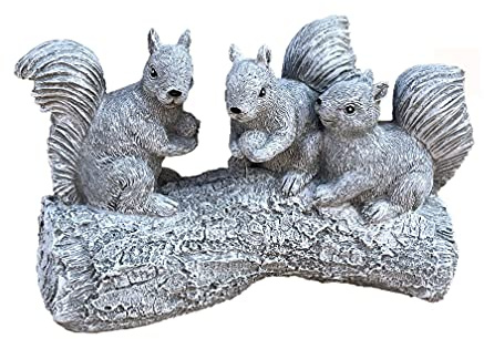 stoneandstyle Steinfigur 3 Eichhörnchen auf Stamm frostfest Steinguss