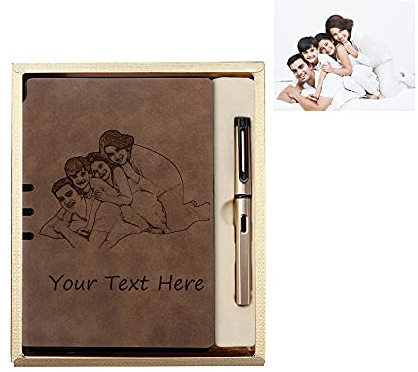 Personalisiertes Ledernotizbuch mit eigenem Foto und Text für Mama Frauen Männer| A5/A6 Größe Journal Tagebuch Ledergebundenes Notizbuch mit Stift | Individuelles Geschenk für Schulabschlusslehrer