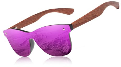 KINGSEVEN Bubinga Polarisierte Sonnenbrille Retro Vintage Stilvolles Design für Herren Damen, Verspiegelte Gläser B5510 (Purple)