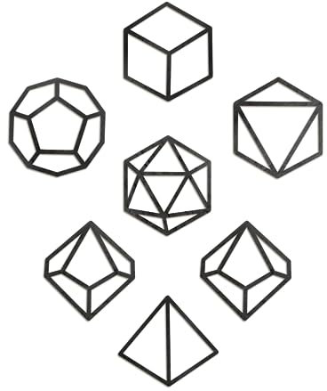 LYNX DND Deko - 7 Würfelset Teile Wandobjekt aus Holz - Dungeons & Dragons Würfel Artwork/Grafik Wandschmuck Pen and Paper/DND Zubehör - Nerd Geschenke Für Gamer/Gaming Zimmer Deko