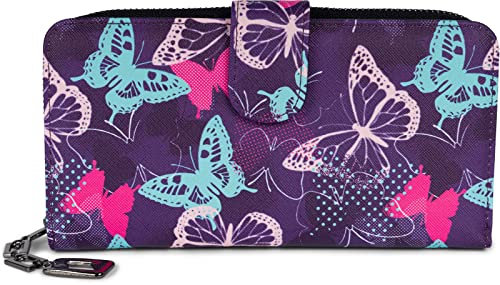 styleBREAKER Billetera de Mujer con diseño de Mariposas de Colores, diseño Vintage, Cremallera, Monedero 02040156, Color:Violeta