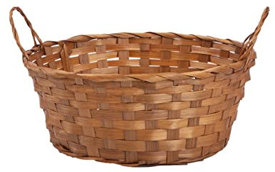 Package of 5 Bamboo Wicker Hampers With Handles Christmas Gifts Hampers Retail Display Tray Bread Basket (Brown)
