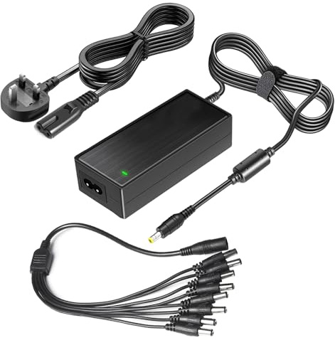 CCTV Camera System Power Supply 12V 5A Adapter, AC 100-240V to DC 12 Volt. | Security System DVR Surveillance PSU fit for Lorex Samsung Q-See Night Owl Swann Annke Power Cord with 8-Way Splitter Cable.