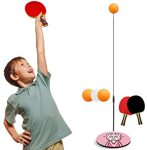 Table Tennis Trainer, Ping Pong Ball Training Machine, Rapid Rebound Tennis Robot, for Self-Training/Leisure/Decompression, Brown (Pink)
