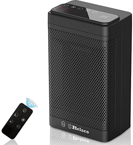 Belaco New Space Heater, Electric Heater, 12hrs Timer, Remote Control, Oscillation, Ceramic Fan Heater portable heater 1400W home office room heater, Overheat protection BEL-PTC-12B