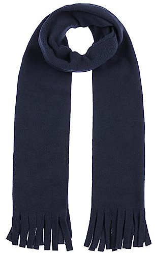 Kids Fleeceschal mit Fransen Schal Winterschal Kinderschal (One Size - dunkelblau)