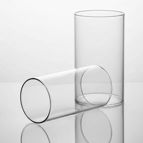 2 Stücke Glaszylinder Windlichtgläser Transparenter Kerzenhalter Teelichtgläser Ersatzzylinder Kerzengläser Teelichtglas für Tischdeko 20X7cm Glaszylinder 50 cm
