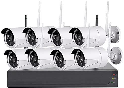 VisorTech IP Kamera Set: Funk-Überwachungssystem: HDD-Rekorder, Versandrückläufer (Überwachungskamera LAN Set, IP-LAN-Kamera Outdoor, Alarm Bewegungsmelder)