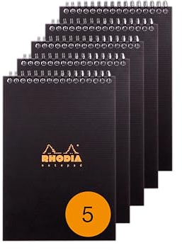 RHODIA 16920Cpack de 5 Bloc à Spirale A5 14,8x21cm 5x5 Couverture Polypro