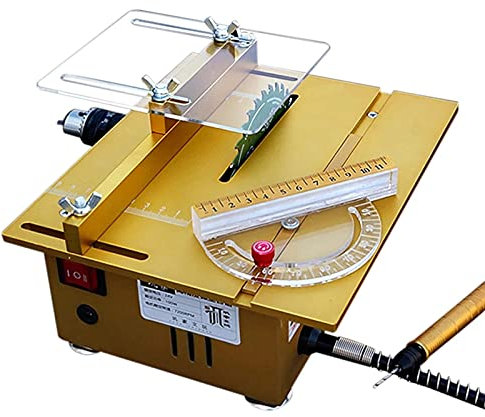 BrolEo Mini scie à table, tour à bois fait à la main, modèle de bricolage, scie à découper, machine à couper les métaux, polisseuse électrique, mandrin de perceuse
