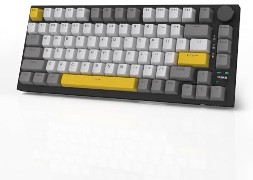 AJAZZ AK820 Pro Gasket Clavier Mécanique échangeable à Chaud BT/2.4G/Câble|4000mAh|Écran TFT (Noir et Gris)