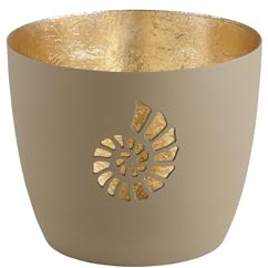 Giftcompany Windlicht Madras Muschel Eisen Höhe 8,5 cm Sandstone Gold