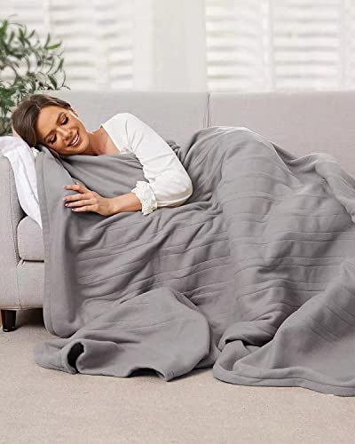 McJaw Heizdecke, 180x130cm Wärmedecke Elektrisch Heizdecke mit Abschaltautomatik, 4 Temperaturstufen und 8 Stunden Timer, Schnelle Erwärmung, Maschinenwaschbar, Grau