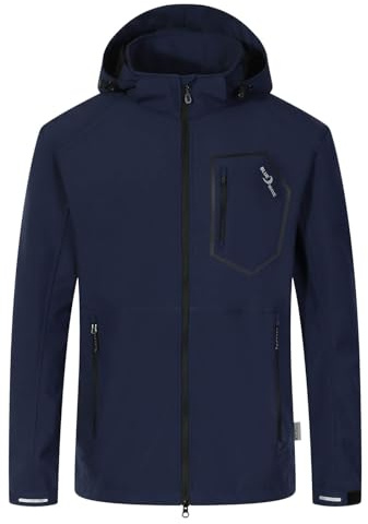 Blue Wave Herren Softshelljacke Louis mit verstellbarer Kapuze - Unifarbene Jacke winddicht und atmungsaktiv