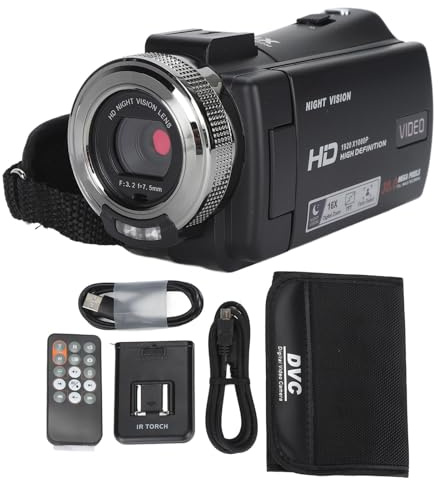 KIMISS Caméra Vidéo Caméscope Full HD 1080P 30MP Enregistreur D'appareil Photo Numérique Écran LCD TFT 3,0 Pouces Zoom Numérique 16X Nocturne Infrarouge avec Lumière de Remplissage