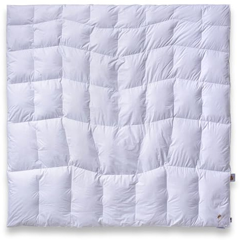 SCHLAFKÖNIG Daunendecke 200 x 220 100% Neue Daunen. Winter Bettdecke extra warm mit BodyComfort-S Körperzonen für erholsamen Schlaf, Made in Germany