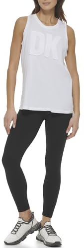 DKNY Dam exploded Applique Logo Longline Tank, Vit, XX-small, Vit, XXS