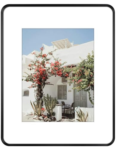 Golden State Art 16x20 Aluminum Picture Frame Black - With Mat for 11x14 Photo or Without Mat for Round Edges 16 x 20 Photo with 1-inch Radius Corner - Real Glass - Matte Modern Wall Decor