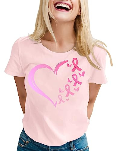 Générique Ruban Rose Cancer du Sein Octobre Rose T-Shirt, Cancer du Sein OctobreRose T-Shirts Grande Taille RubanRose de Sensibilisation au CancerduSein d'Octobre T-Shirt Femme Cadeau T-Shirts
