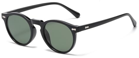 LJCZKA Retro Round Polarized Sunglasses Mens Womens UV400 Protection | Vintage Polarised Sunglasses Classic Trendy Circular Shades Unisex