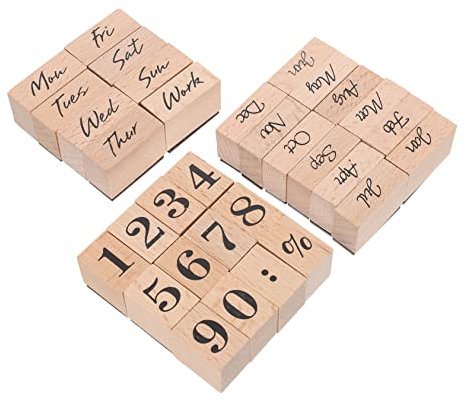 KONTONTY 32stücke Zahlenstempel Holz Mit Monats Und Wochen-design Stempel Zum Basteln Für Karten Scrapbooking Und Diy-projekte