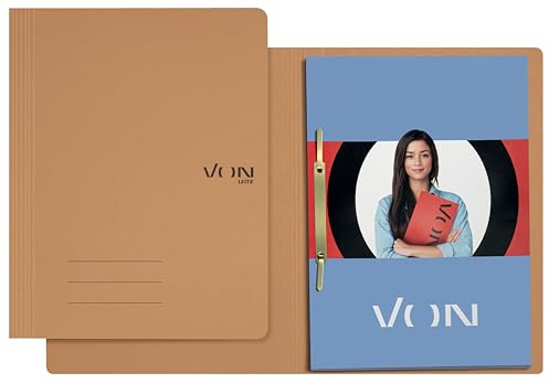 VON Leitz 10er Pack Schnellhefter A4, FSC-zertifizierter Karton in 335 g/m², Für 250 Blatt, Mappe für Schule, Studium & Haushalt, Recycelbar, Braun, 30130075
