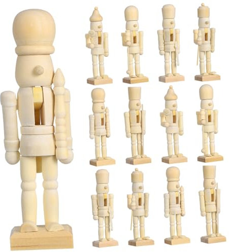 QUMIIRITY 12pcs Wooden Nutcracker Puppets Diy Unfinished Xmas Nutcracker Ornaments Christmas Table Decor Soldier Figurines for Festive Desktop Decoration Random Style