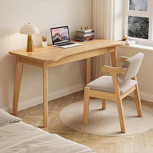 Bureau moderne à domicile avec 2 tiroirs en bois de noyer massif 78,7 cm, table d'étude pour espace de travail organisé par ordinateur