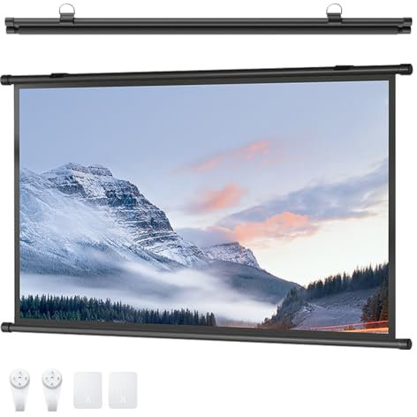 Pantalla para Proyector Manual 72 Pulgadas Formato 16:9 4:3 HD Gain 2.5 Pantalla Proyector Enrollable Manual Pantalla De Cine En Casa En Pared, Ángulo Visión 178º Antiarrugas Pantalla De Proyección(4: