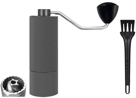 BODOBTF Molinillo de café manual, acero inoxidable CNC, profesional, doble rodamiento, ajustable, portátil, molinillo de café de mano (gris)